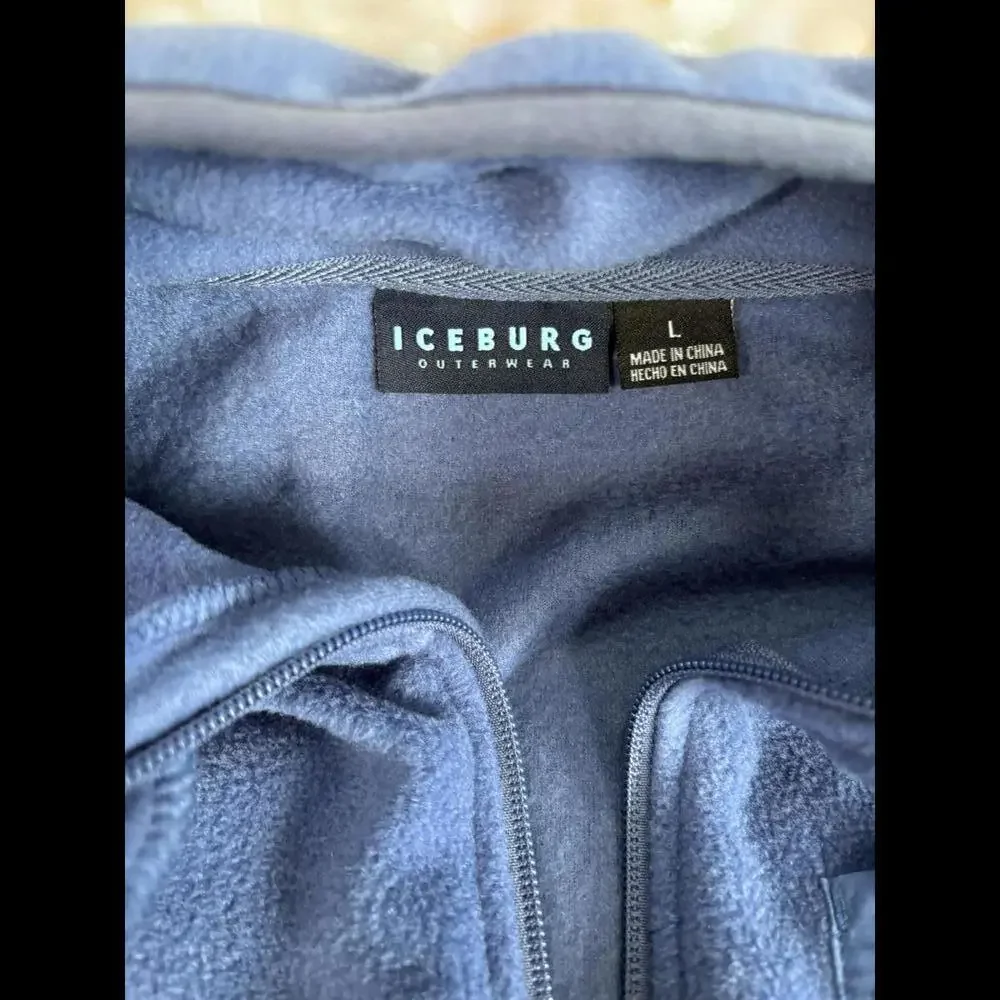 NWT Iceburg Fleece Unisex Jacket Size Large Blue Full Zipper Pockets‎